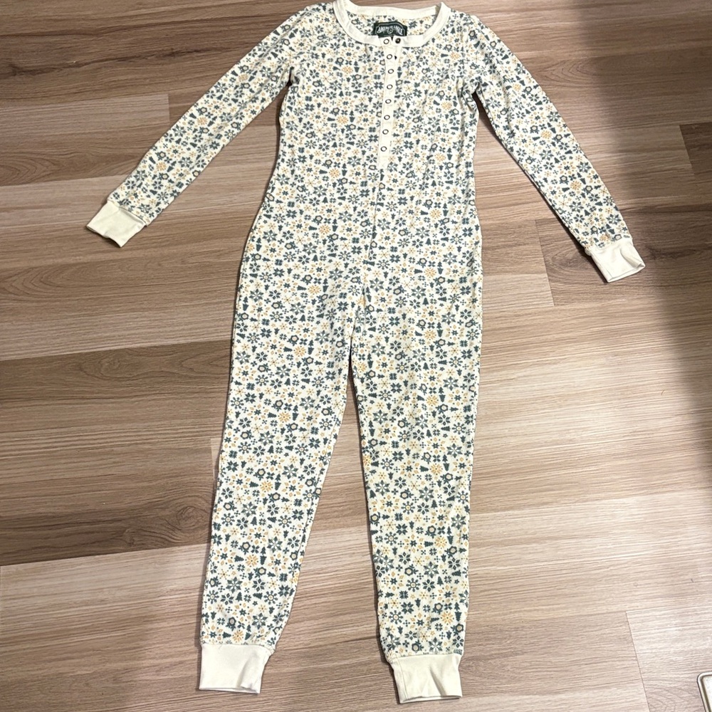 American Eagle Outfitters Waffle Knit Fair Isle Holiday Pajama Onesie Small - Picture 2 of 6